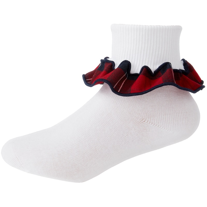 Ruffle Ankle Socks|326 – Ramsey Plaid|Size Range – S Small|Size Range – M Medium|Size Range – L Large|Size Range – XL Extra Large