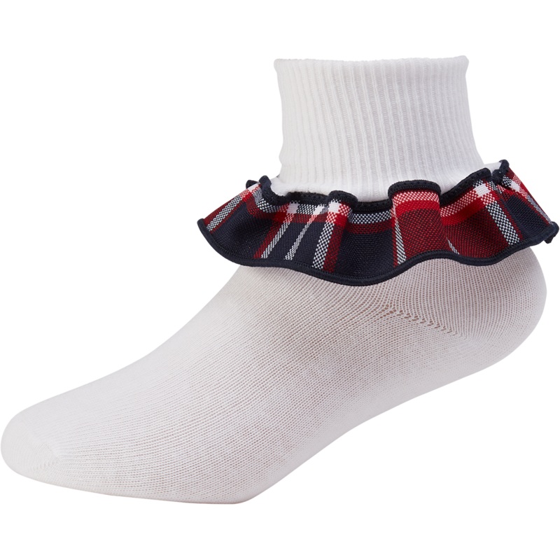 Ruffle Ankle Socks|329 – Jackson Plaid|Size Range – S Small|Size Range – M Medium|Size Range – L Large|Size Range – XL Extra Large