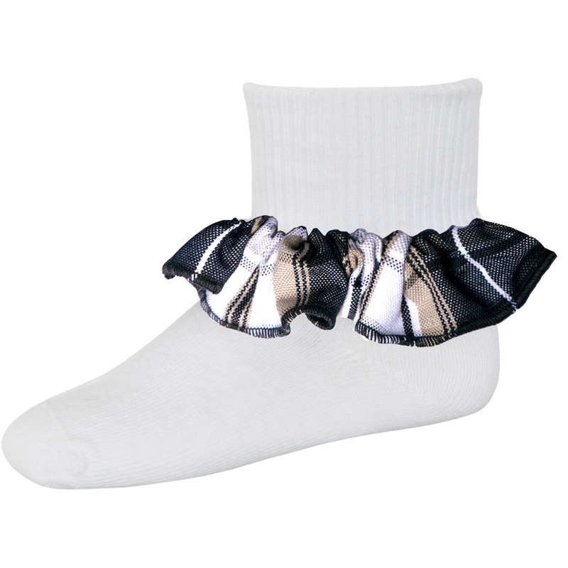 Ruffle Ankle Socks|352 – Langley Plaid|Size Range – S Small|Size Range – M Medium|Size Range – L Large|Size Range – XL Extra Large