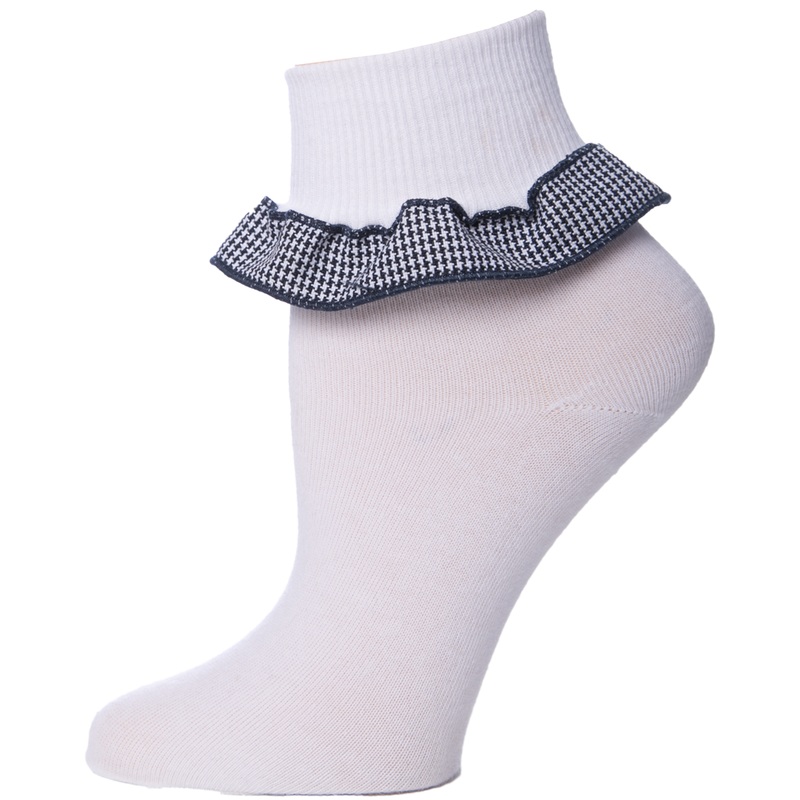 Ruffle Ankle Socks|075 – Navy and White|Size Range – S Small|Size Range – M Medium|Size Range – L Large|Size Range – XL Extra Large
