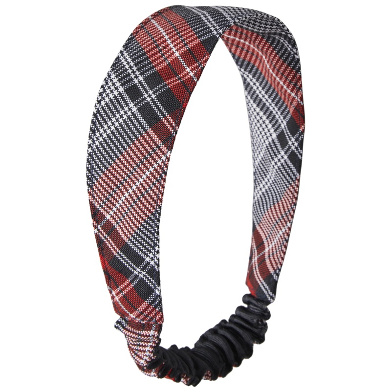 Elastic Back Headband|244 – Creighton Plaid