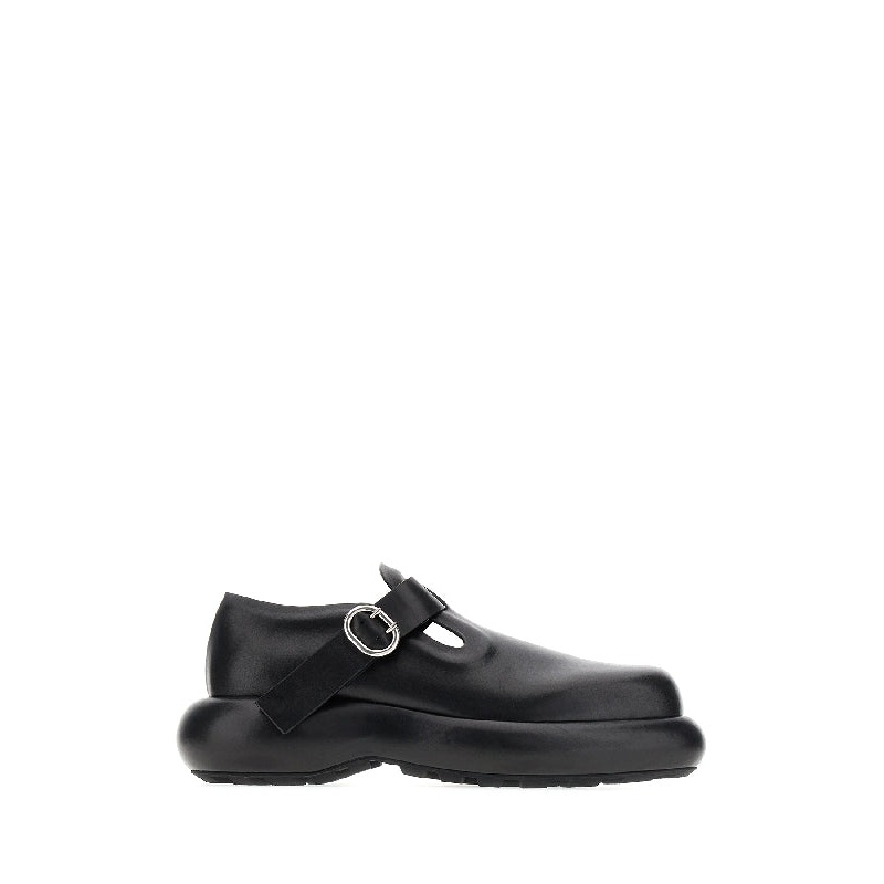 Black Calfskin Buckle Detail Loafers
