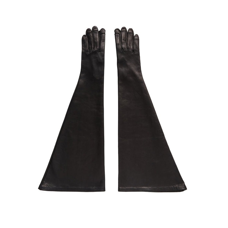 Rick Owens Black Leather Gloves