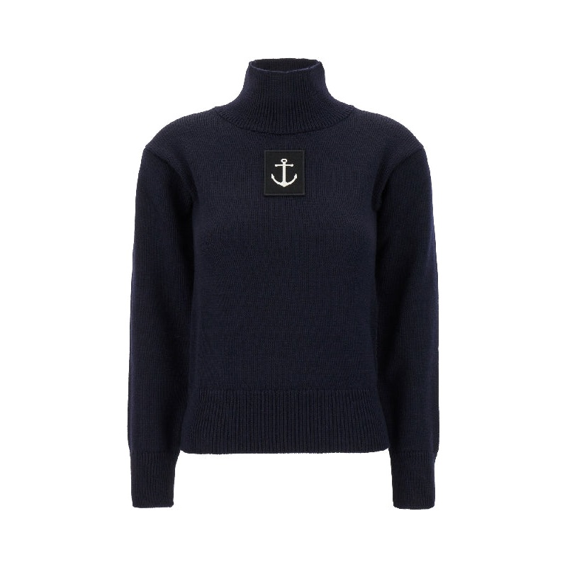 Anchor Embroidered Patch High-Neck Wool
  Knit