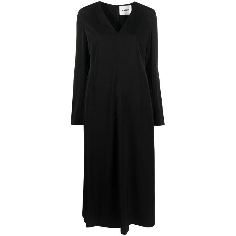 Black Viscose V-Neck Dress|FR 36