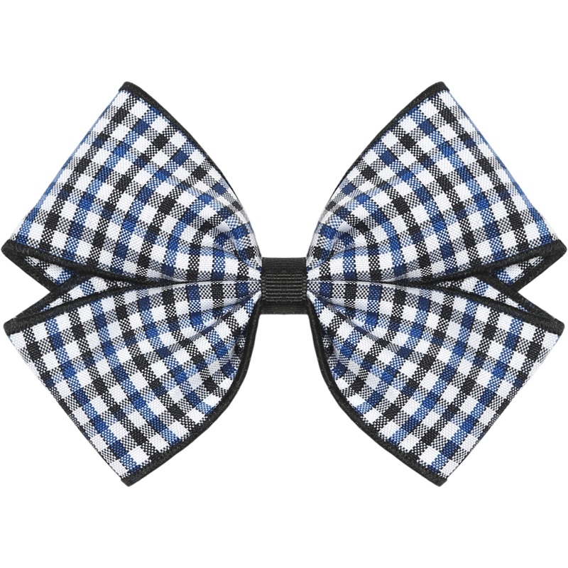 Clip Hair Bow|011 – Blue Black White Check Plaid