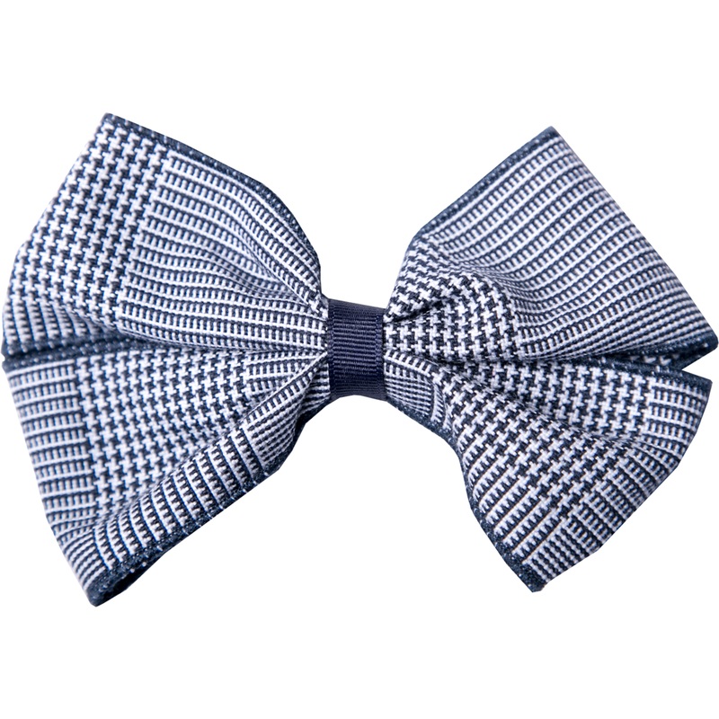 Clip Hair Bow|510 – Navy-White Shadow Plaid