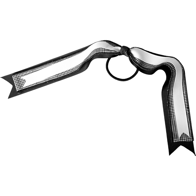 Streamer Hair Bow|008 – Black and White Shadow Plaid