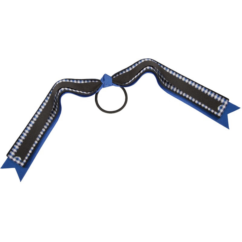 Streamer Hair Bow|011 – Blue Black White Check Plaid