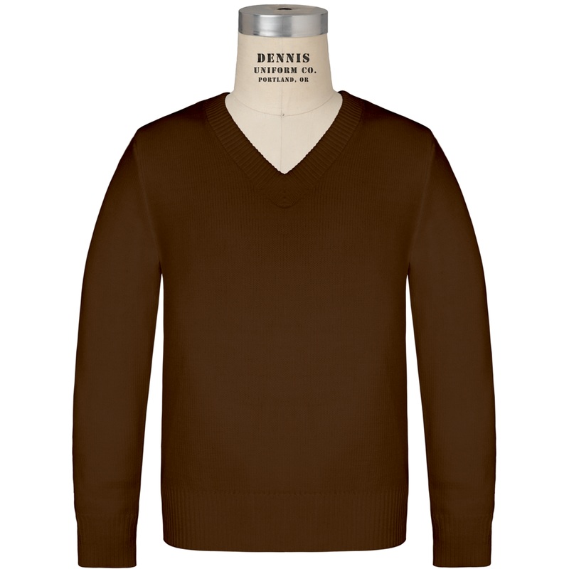 V-Neck Pullover Sweater|013 – Brown|Youth – YXS Youth Size 5-6|Youth – YS Youth Size 7-8|Youth – YM Youth Size 10|Youth – YL Youth Size 12|Adult Unisex – AS Adult|Adult Unisex – AM Adult|Adult Unisex – AL Adult|Adult Unisex – AXL Adult|Adult Unisex – A2XL