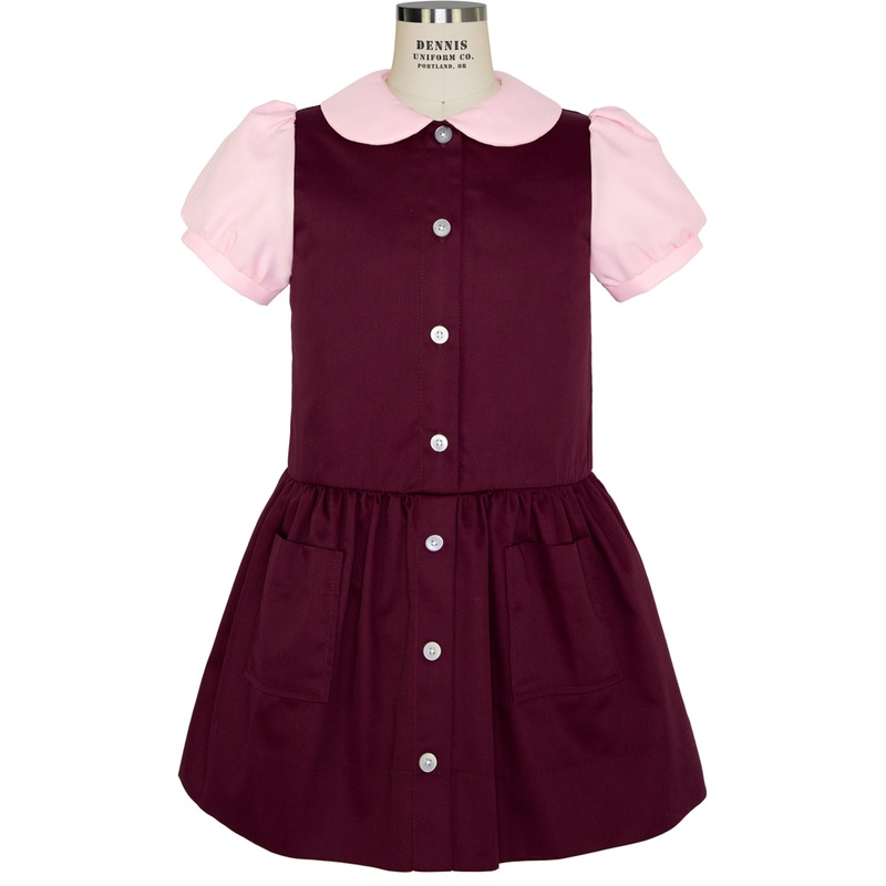 Short Sleeve Dress with Pink Contrast