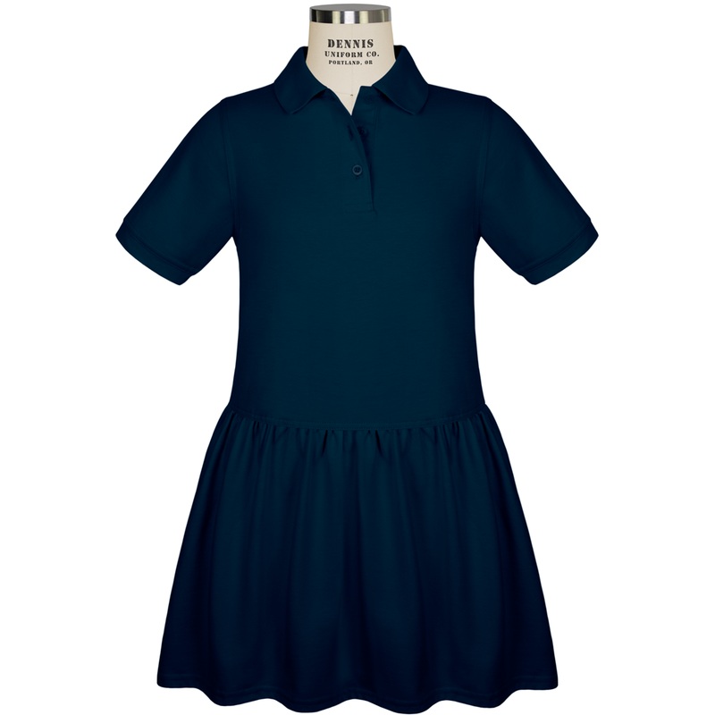 Short Sleeve Knit Polo Dress|067 – Navy|Toddler – Y2XS Toddler 3-4 – Youth 2XS|Youth – YXS Youth Size 5-6|Youth – YS Youth Size 7-8|Youth – YM Youth Size 10|Youth – YL Youth Size 12|Youth – YXL Youth Size 14-16|EC4