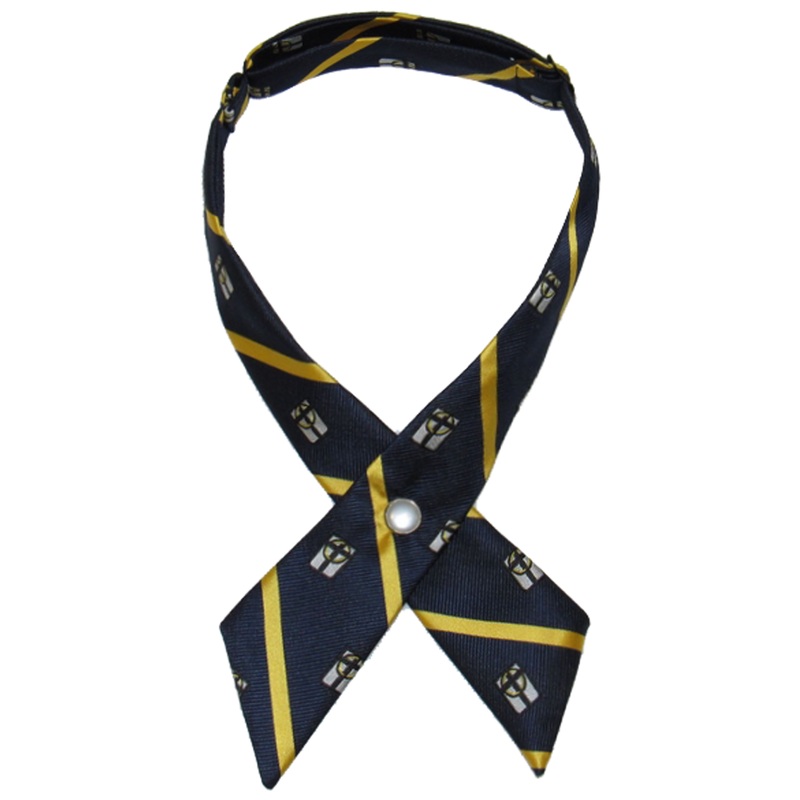Crossover Tie|266 – Navy with Gold Stripe-Crest