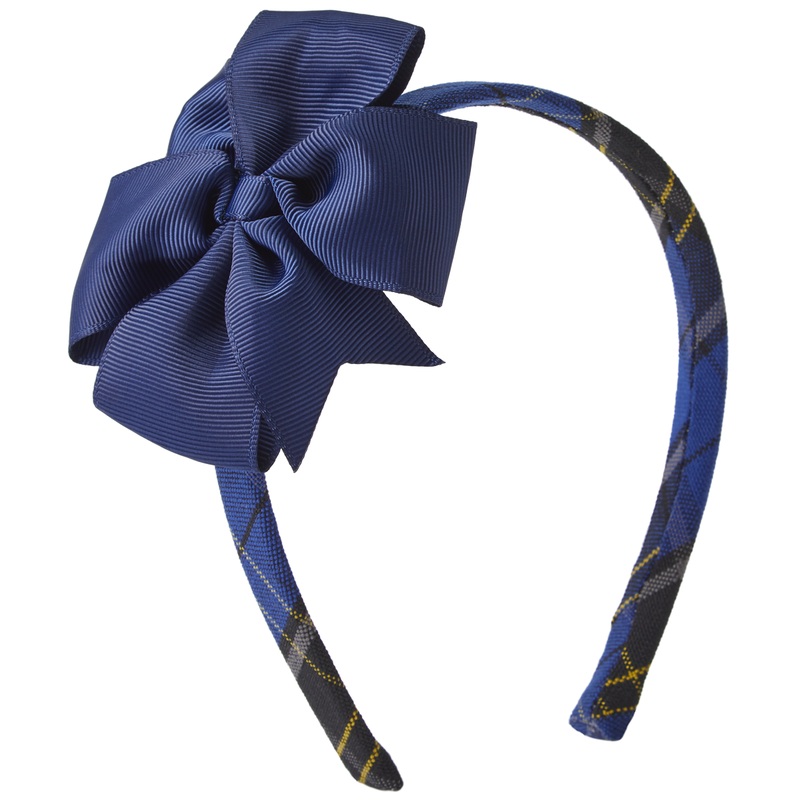 Slim Headband with Bow|460 – Mayfair Plaid