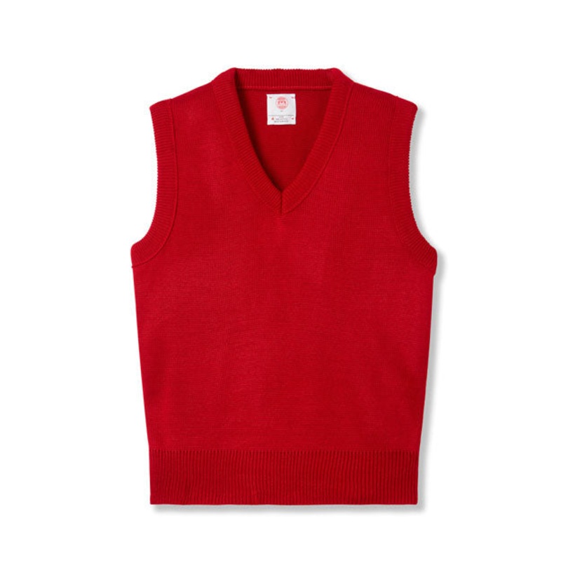 V-Neck Sweater Vest|095 – Red|Toddler – Y2XS Toddler 3-4 – Youth 2XS|Youth – YXS Youth Size 5-6|Youth – YS Youth Size 7-8|Youth – YM Youth Size 10|Youth – YL Youth Size 12|Youth – YXL Youth Size 14-16|Adult Unisex – AS Adult|F93