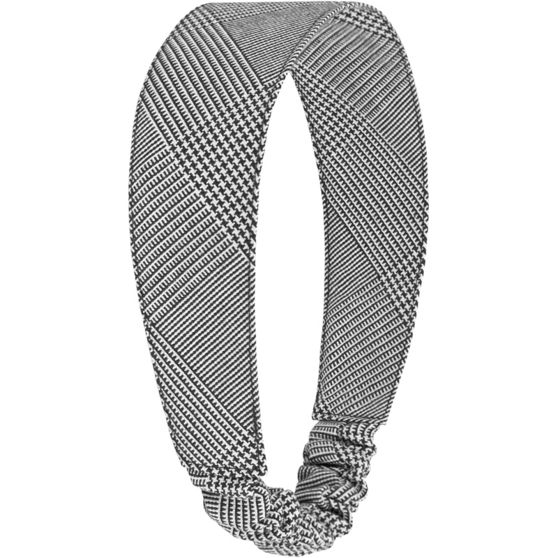 Elastic Back Headband|008 – Black and White Shadow Plaid