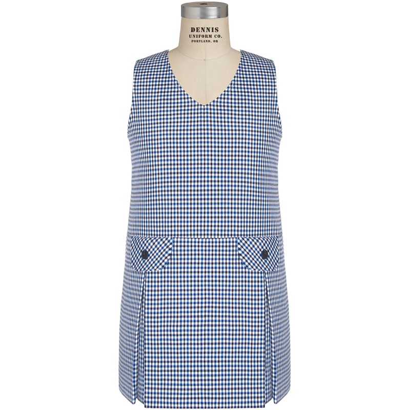 V-Neck Drop Waist Jumper|011 – Blue Black White Check Plaid|Youth – G3 Girls  Size 3|Youth – G4 Girls  Size 4|Youth – G5 Girls  Size 5|Youth – G6 Girls  Size 6|Youth – G7 Girls  Size 7|Youth – G8 Girls  Size 8|Youth – G10 Girls  Size 10|Youth – G12 Girls
