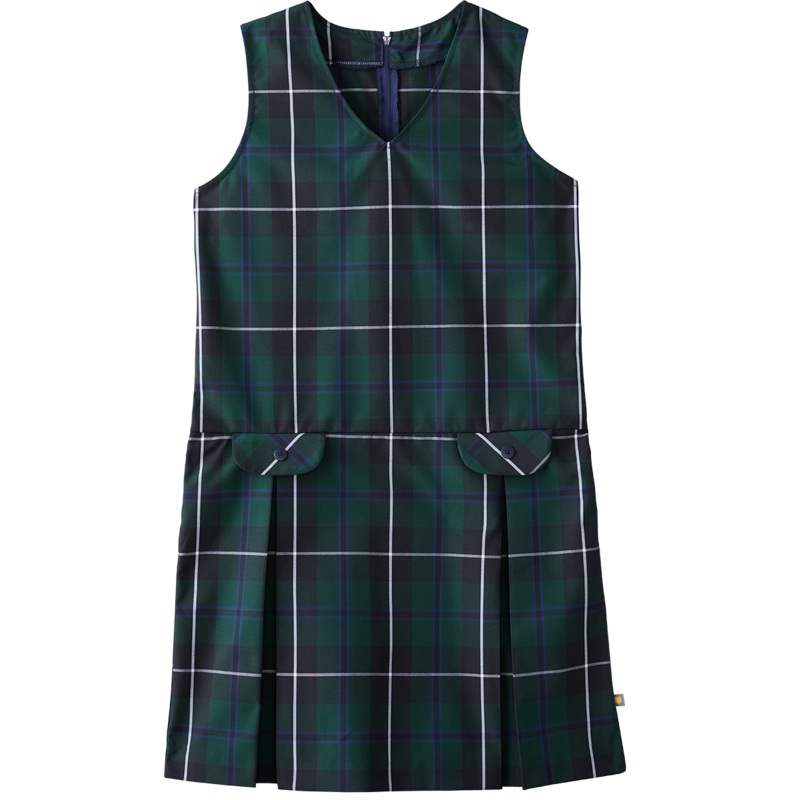 V-Neck Drop Waist Jumper|245 – Columbia Plaid|Youth – G3 Girls  Size 3|Youth – G4 Girls  Size 4|Youth – G5 Girls  Size 5|Youth – G6 Girls  Size 6|Youth – G7 Girls  Size 7|Youth – G8 Girls  Size 8|Youth – G10 Girls  Size 10|Youth – G12 Girls  Size 12|Youth