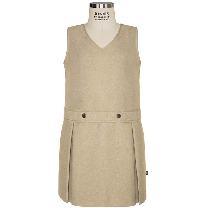 V-Neck Drop Waist Jumper|068 – Khaki|Youth – G3 Girls  Size 3|Youth – G4 Girls  Size 4|Youth – G5 Girls  Size 5|Youth – G6 Girls  Size 6|Youth – G7 Girls  Size 7|Youth – G8 Girls  Size 8|Youth – G10 Girls  Size 10|Youth – G12 Girls  Size 12|Youth – G14 Gi