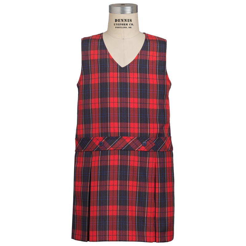 V-Neck Drop Waist Jumper|730 – Woodland Plaid|Youth – G3 Girls  Size 3|Youth – G4 Girls  Size 4|Youth – G5 Girls  Size 5|Youth – G6 Girls  Size 6|Youth – G7 Girls  Size 7|Youth – G8 Girls  Size 8|Youth – G10 Girls  Size 10|Youth – G12 Girls  Size 12|Youth