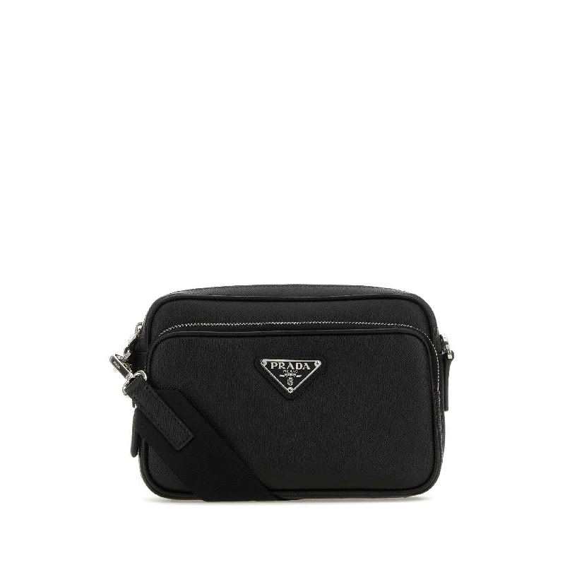 Triangle Logo Saffiano Leather Crossbody
  Bag