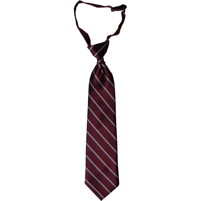Adjustable Pre-knotted Tie|051 – Burgandy-Grey Stripe|Size Range – 11|Size Range – 14|Size Range – 17