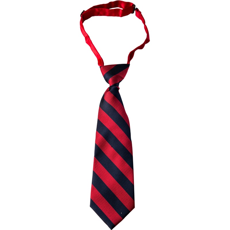 Adjustable Pre-knotted Tie|141 – Red-Navy Stripe|Size Range – 11|Size Range – 14|Size Range – 17