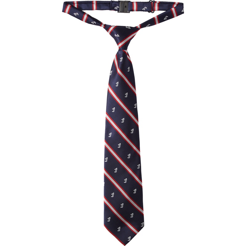 Adjustable Pre-knotted Tie|359 – Navy with Red-White Stripes|Size Range – 12|Size Range – 15|Size Range – 18