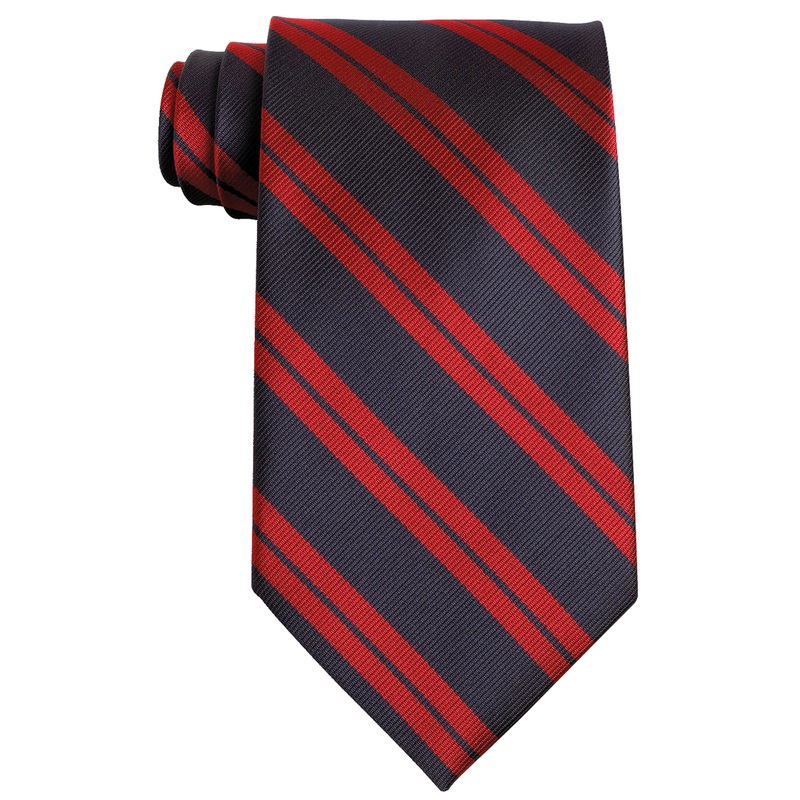 Adjustable Pre-knotted Tie|887 – Hampshire Navy-Red Stripe|Size Range – 11|Size Range – 14|Size Range – 17