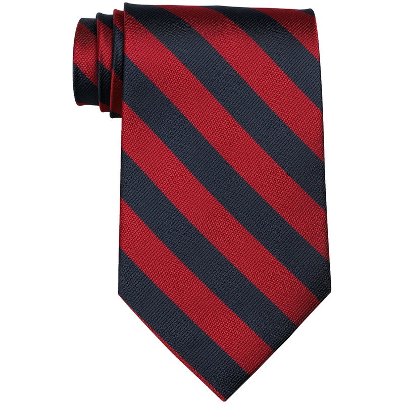 Clip-On Tie|141 – Red-Navy Stripe|Size Range – 11|Size Range – 14|Size Range – 17