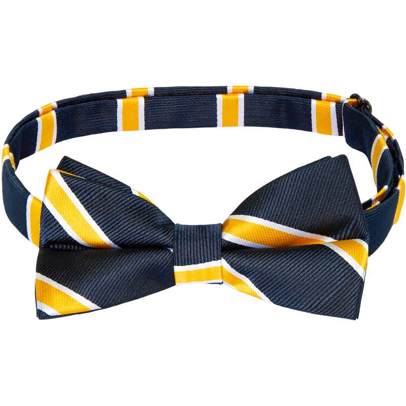 Pre-tied Bow Tie|901 – Navy with Gold-White stripe