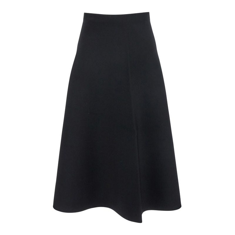Black Mid-Waist Flared Skirt in Viscose Blend Woman Skirts