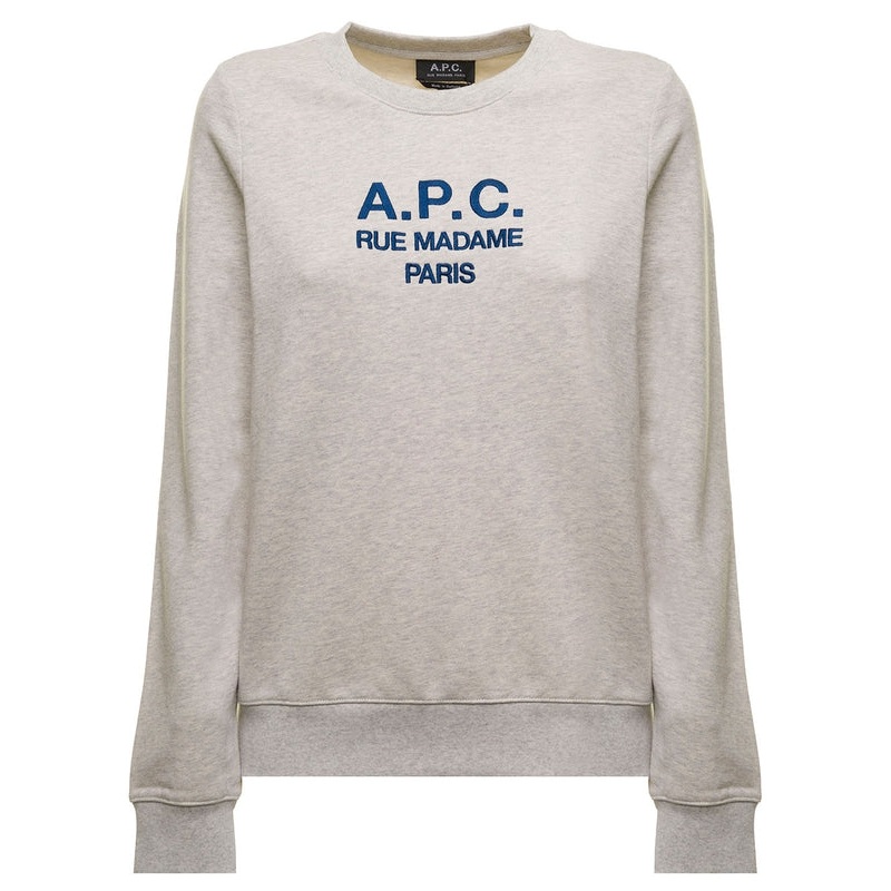grey Tina Sweatshirt in Fleece Cotton with Logo Embroidery to the Chest A.P.C. Woman Sweatshirts