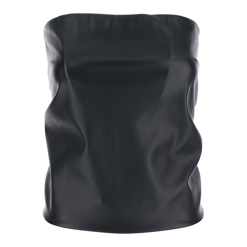 ‘Lindsey’ Black Bandeau Top with V-Neck on the Back in Tech Fabric Woman Sleeveless