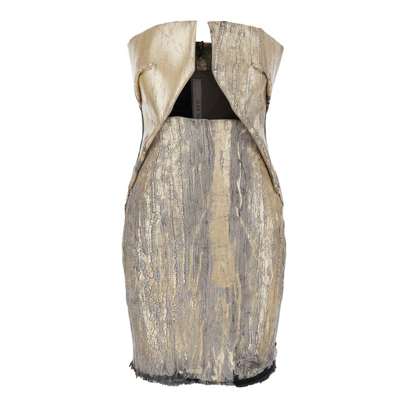 ‘Prong’ Metallic Dress with Cut-Out Detail and Distressed Effect in Cotton Blend Woman Mini Dress
