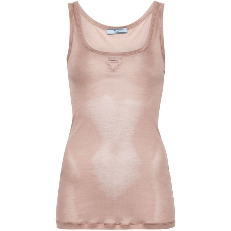 Triangle Logo Appliqu Silk Tank Top