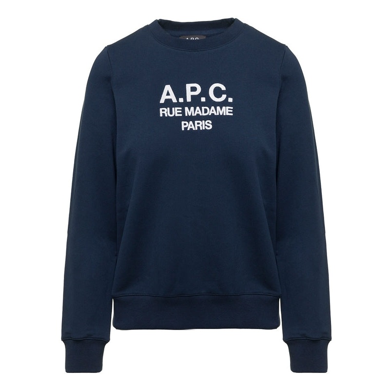 Blue Tina Sweatshirt in Fleece Cotton with Logo Embroidery to the Chest A.P.C. Woman Sweatshirts