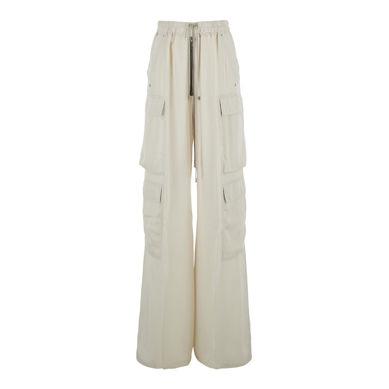 ‘Cargobelas’ White Pants with Patched Cargo Pockets in Acetate and Viscose Blend Woman Casual Pants