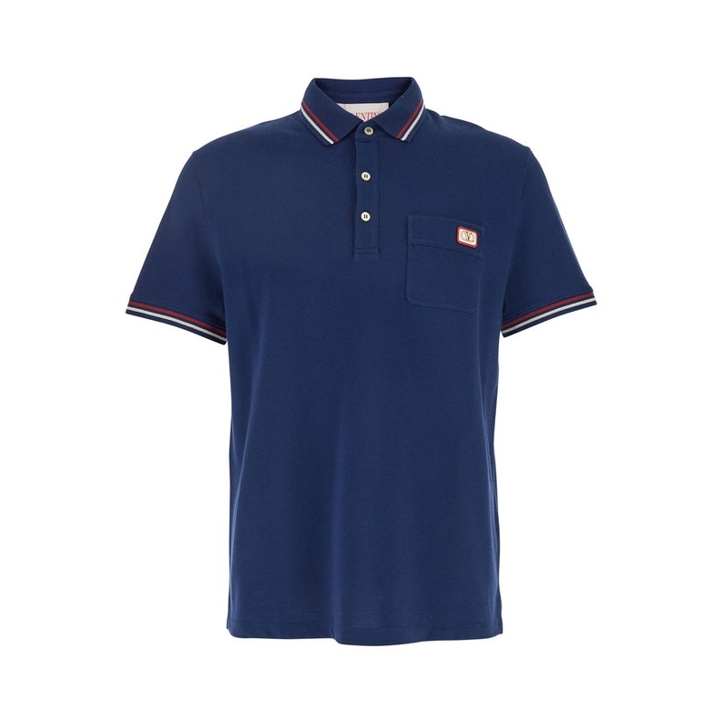 Chest Logo Patch Short Sleeve Cotton Polo Shirt