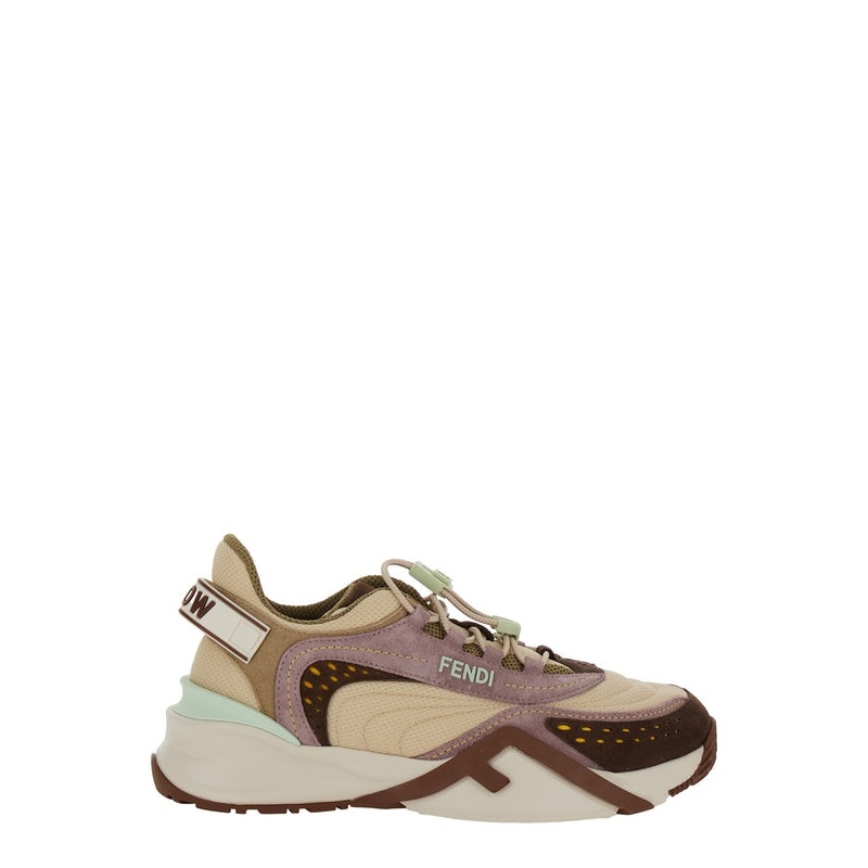 ‘Flow’ Multicolor Sneaker with Logo Label on the Back and Drawstring Closure in Tech Fabric Woman Low Top Sneakers