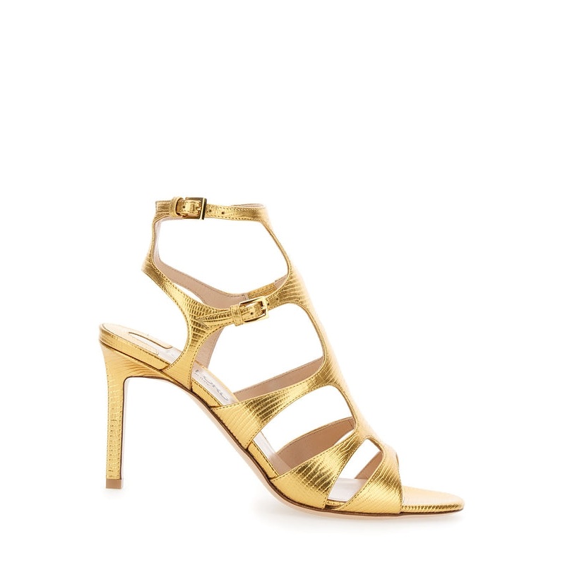laminated printed lizard sandal Sandal Heels