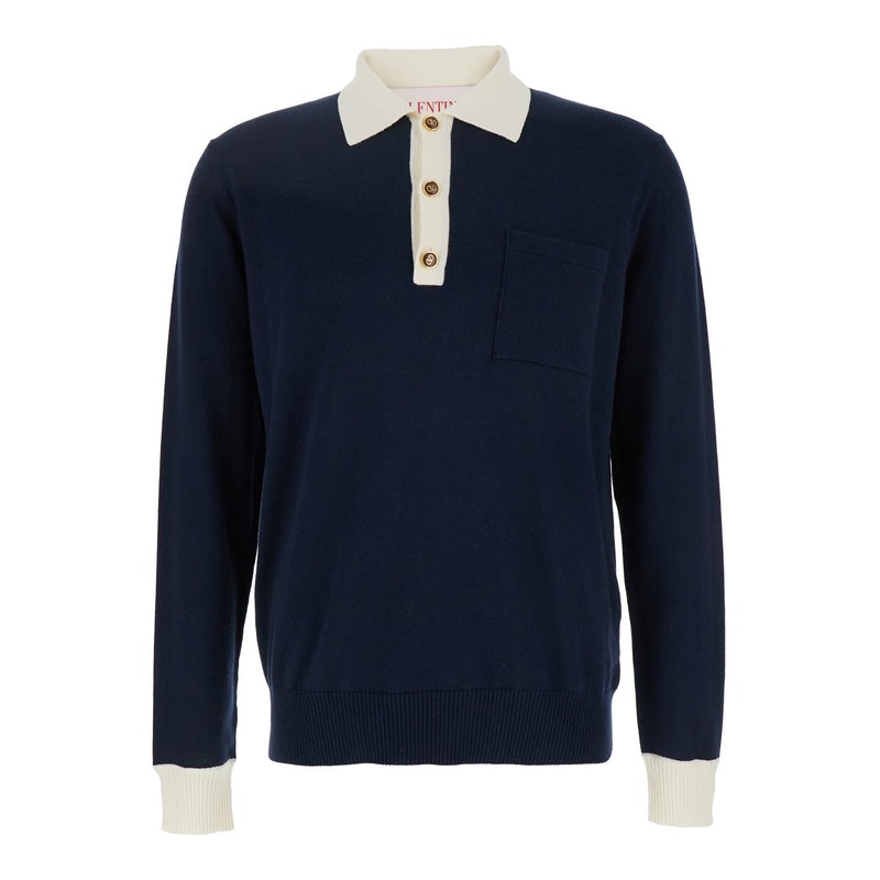 Logo Button Two-Tone Polo Shirt