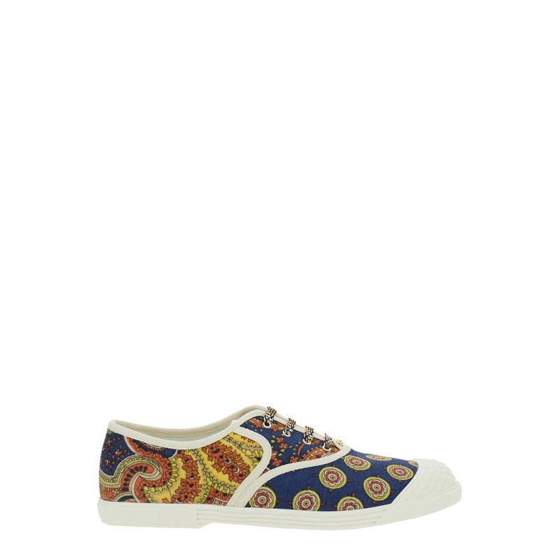 Multicolor Low Top Sneakerswith All-Over Floral Print in Cotton Man Low top Sneakers