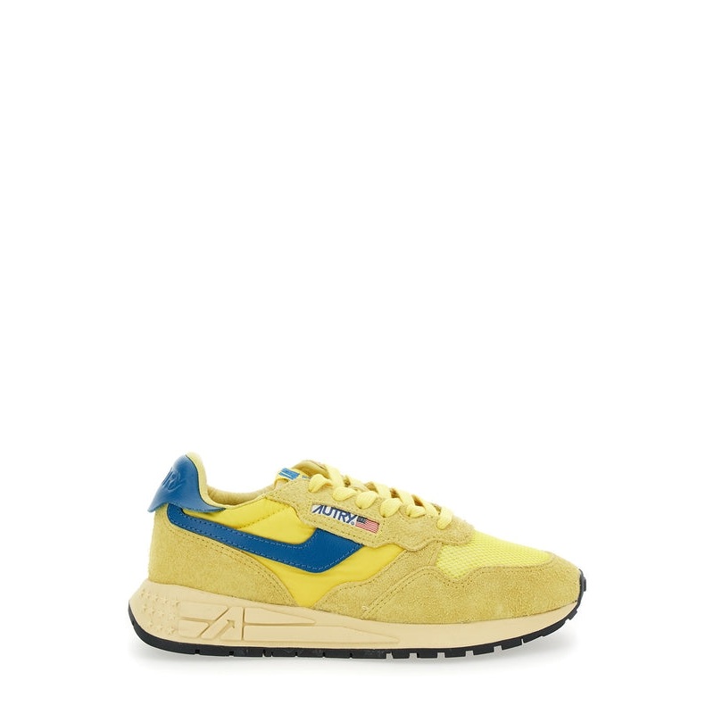 ‘Reelwind’ Yellow Low Top Sneakers with Logo Patch on Tongue and Side in Leather Blend Woman Low Top Sneakers