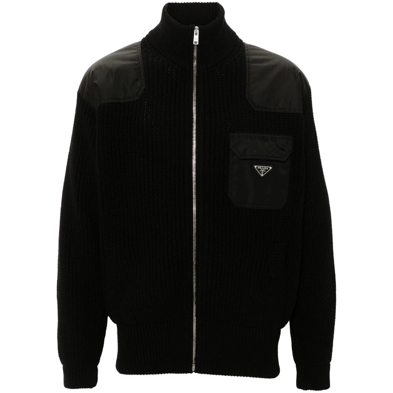 Triangle Logo Nylon Insert Cardigan