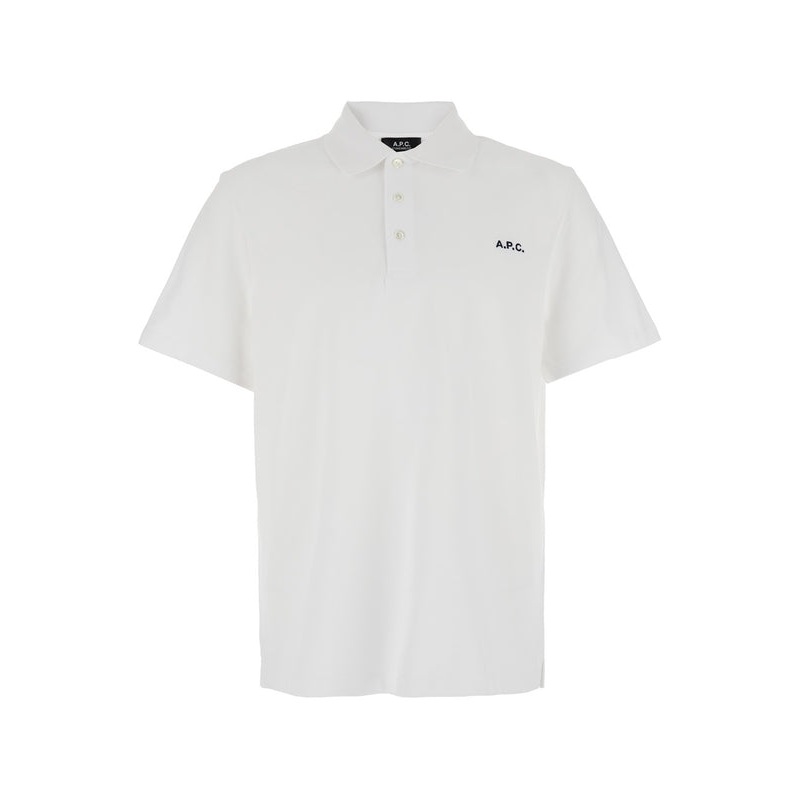 White Polo Shirt with Classic Collar and Logo Embroidery on the Front in Cotton Man Polo Shirts