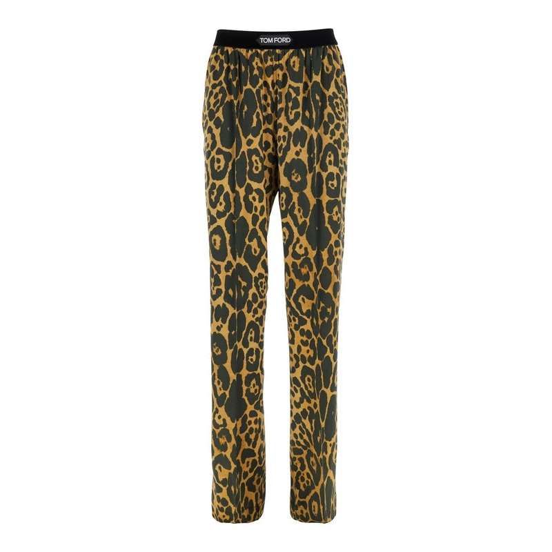 wild leopard on stretch silk satin pj pants Pajamas & Robes