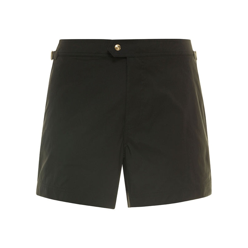 Black Swim Shorts with Side Buckle in Polyester Man Shorts