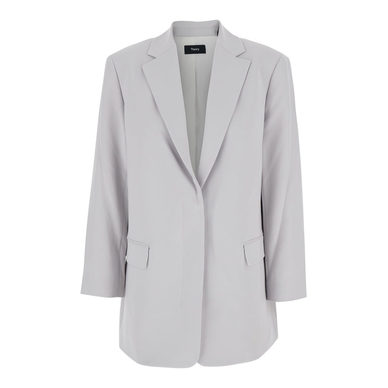 Grey Single Breasted Jacket with Classic Lapels in Tech Fabric Woman Tailored Jackets