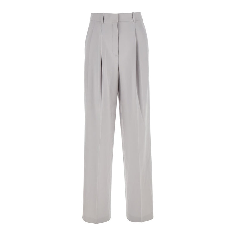 Metallic Pants with High Waist and Front Pences in Tech Fabric Woman Trousers
